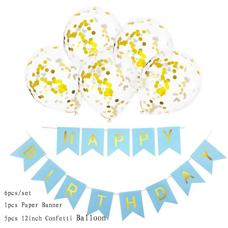 OUDIROSE 6 шт./компл. латексные конфетти воздушный шар баннер с надписью днем рождения