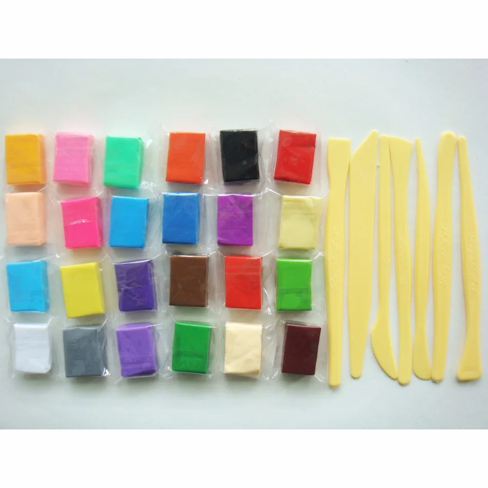 

24 different color clay with extra tool ,264g clay,each block with 3x2x1cm 11g per pc