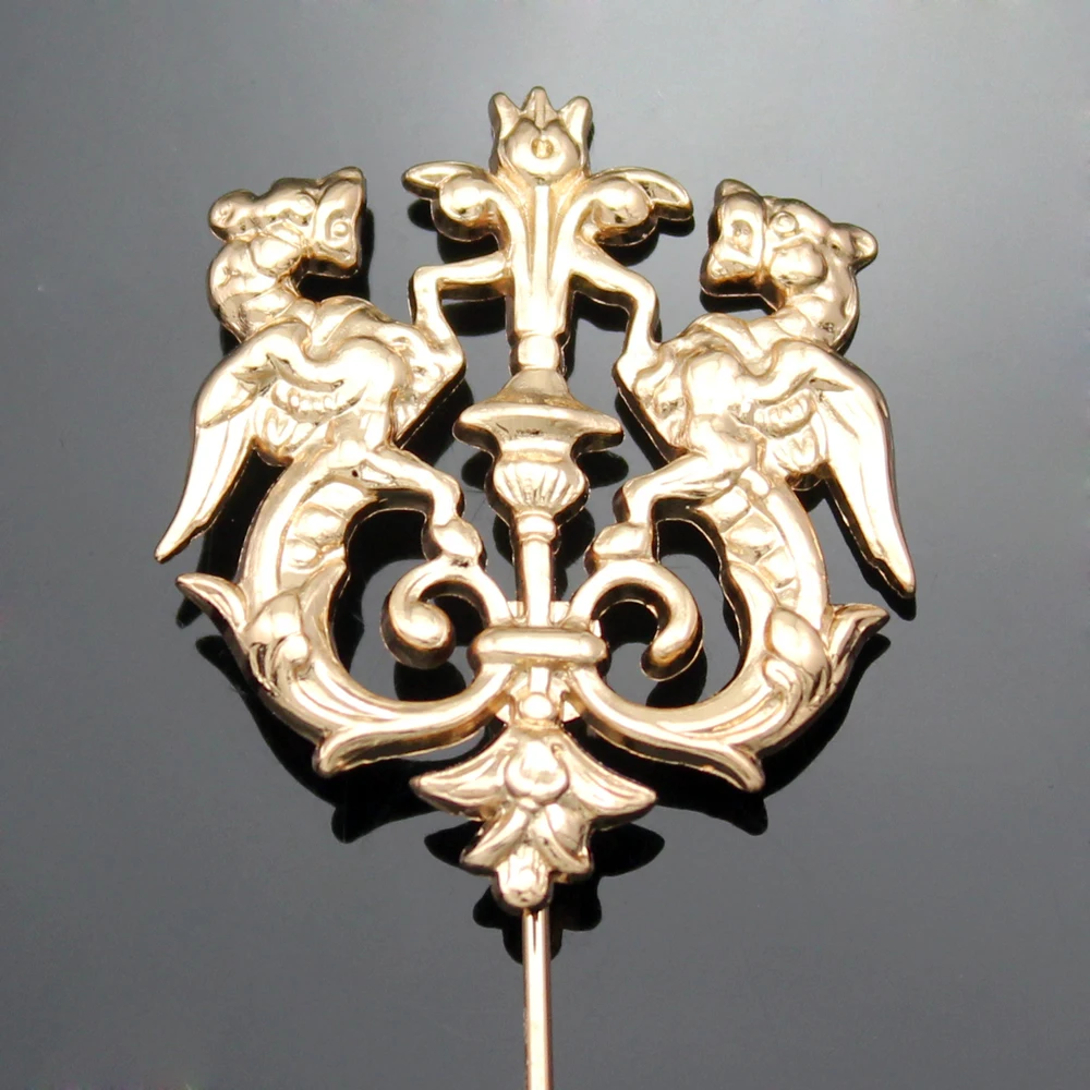 Унисекс золотой двойной обруч с крыльями льва Корона отворот палка булавка