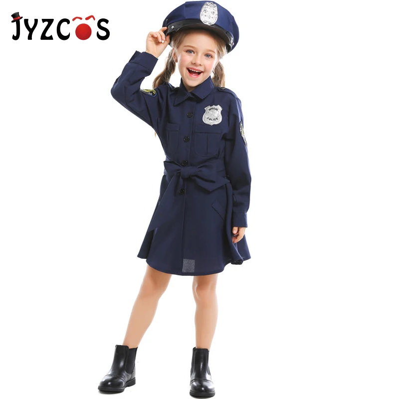 Костюм полицейского офицера JYZCOS для девочек костюмы на Хэллоуин детей косплей