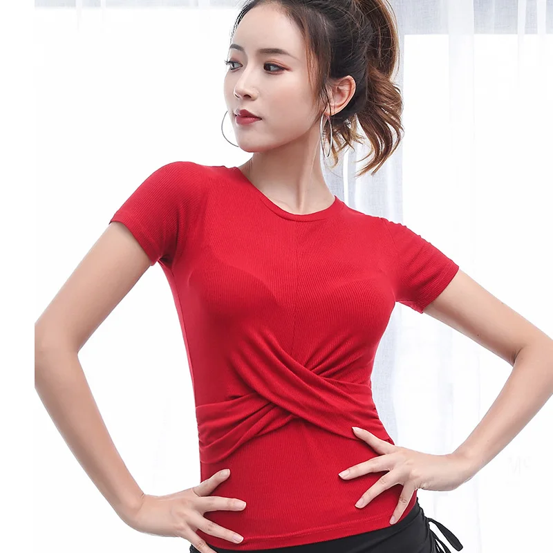 Red Top Новые костюмы для латинских танцев, Топы+ юбка, 2 шт., летняя черная рубашка с коротким рукавом, Модальная одежда, одежда для танго, танцевальная юбка BL1720 - Цвет: Red Top