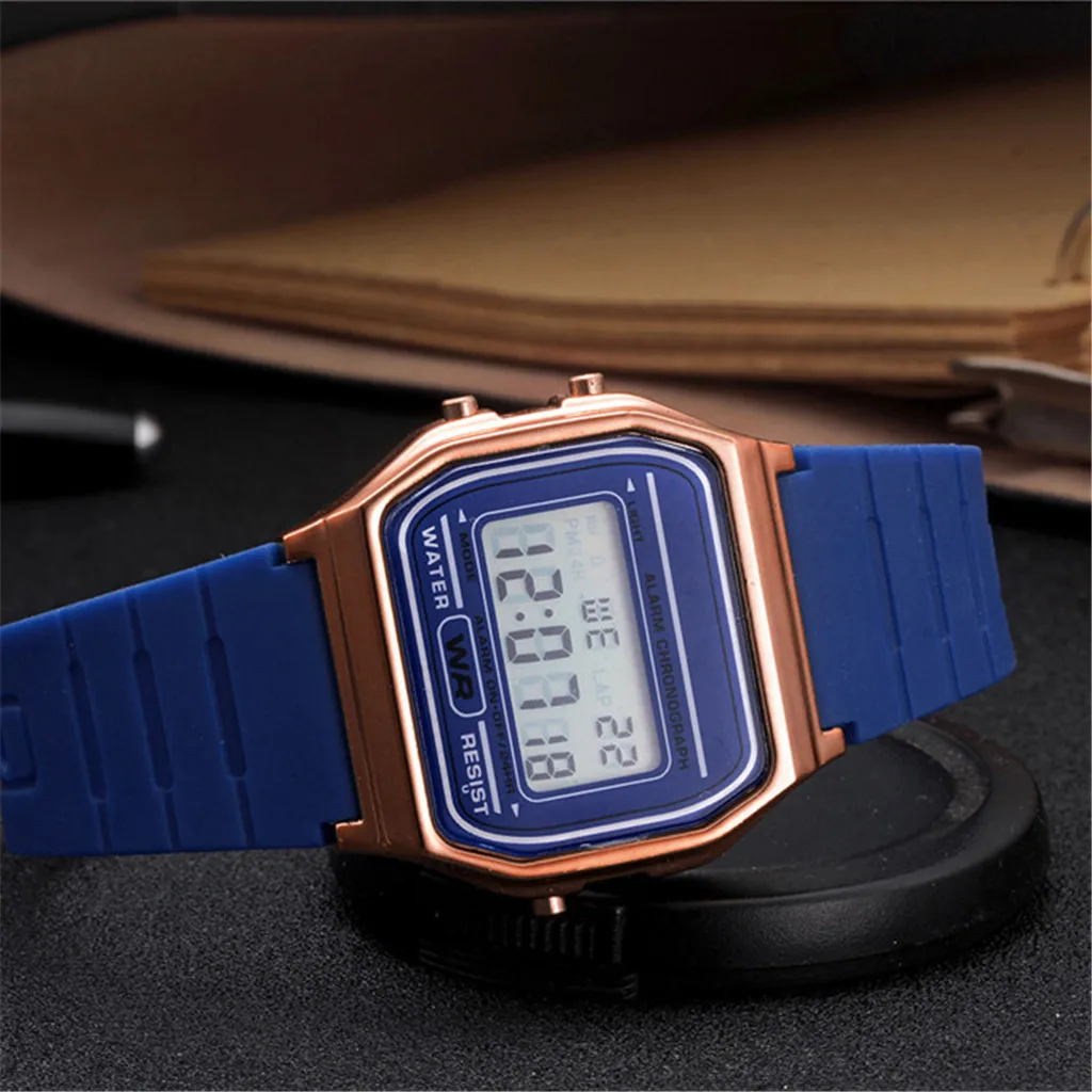 New Fashion gold silver Silicone Couple Watch digital watch square military men women dress sports watches watch A4