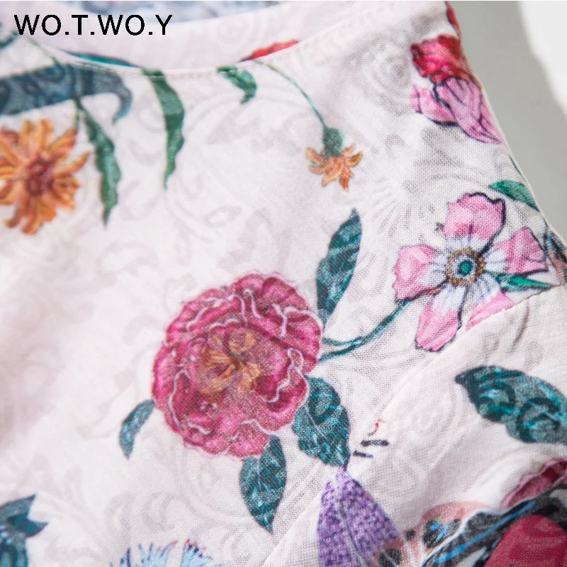 WOTWOY летние футболки с цветочным принтом женские круглым вырезом и коротким