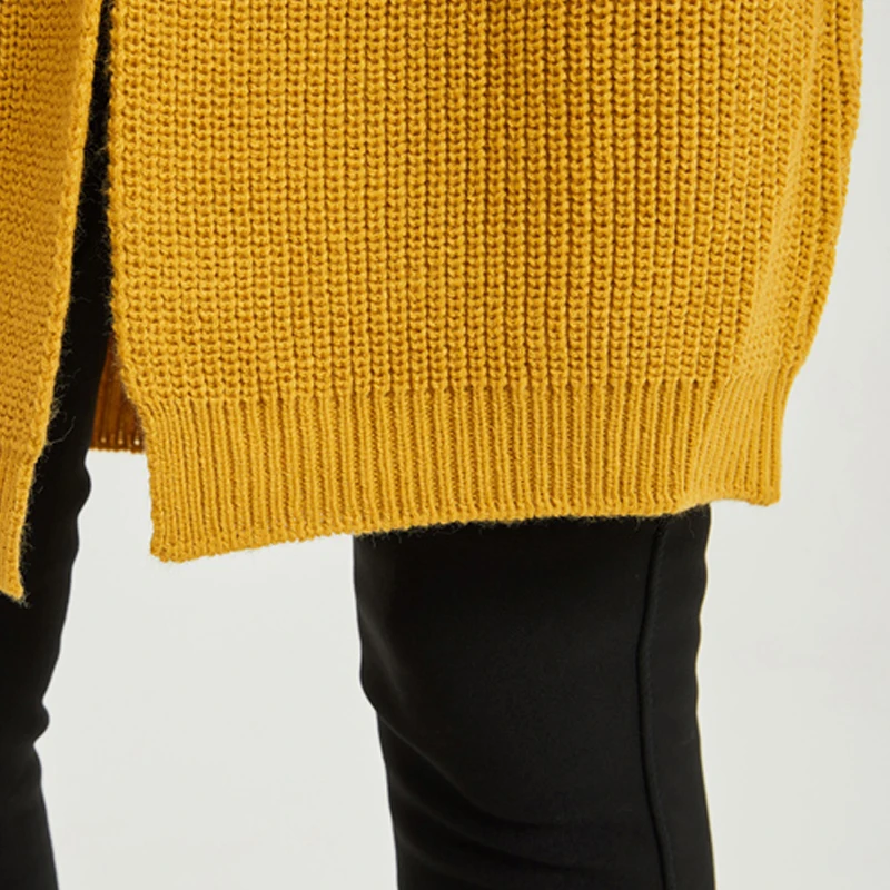 GOPLUS 2019 Autumn Winter Batwing Sleeve Knitted Sweater Cardigans Coat Women Long V-Neck Sweaters Office Ladies Yellow Outwear |