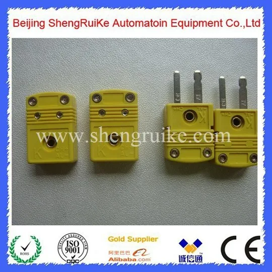 Желтый цвет плоский штырь мужской и женский мини K соединитель термопары|thermocouple