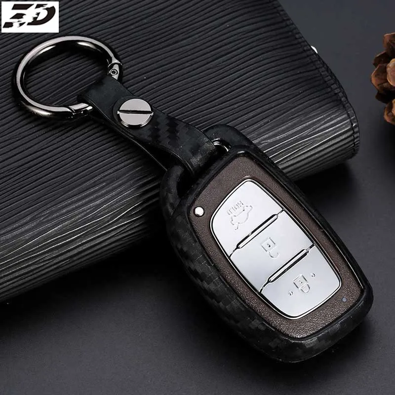 A with round buckle Силиконовый чехол для ключей из углеродного волокна для hyundai solaris Tucson Creta ix25 ix35 i20 i30 HB20 Elantra Verna - Название цвета: A with round buckle