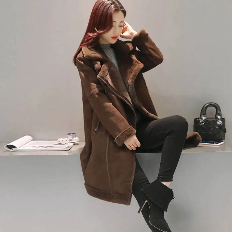 Женское длинное пальто теплая замшевая шуба C3627 2019|suede coat long|womens suede coatslong |