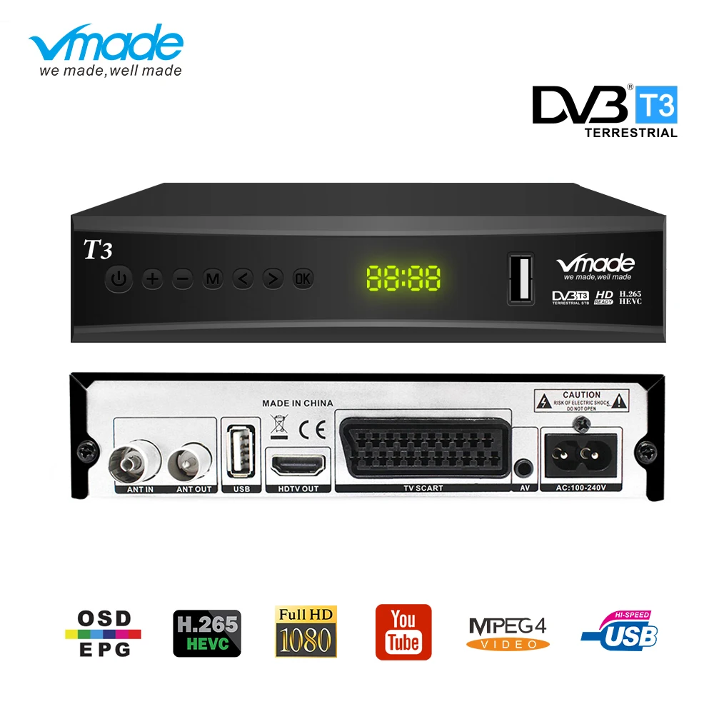 DVB T2 ТВ тюнер H.265 MPEG 2/4 приставка HDMI 1080P T3 декодер цифрового эфирного приемника