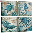 4 шт., Алмазная мозаика в виде морской лошади