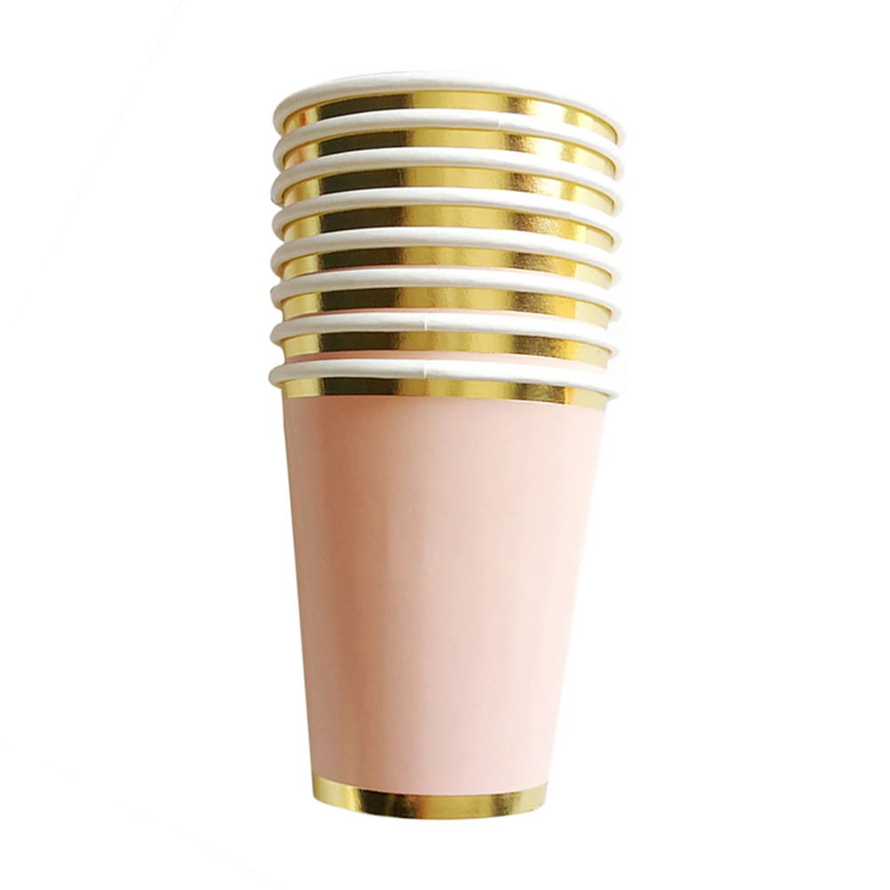 Новинка 2018 розовая однотонная одноразовая посуда с золотым блокированием