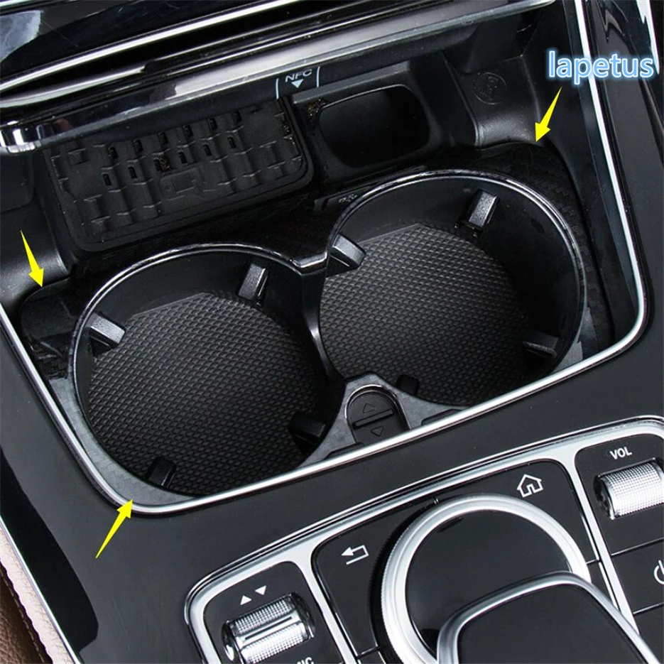 Lapetus Front Seat Water Cup Holder Decoration Frame Cover Kit Matte Carbon Fiber ABS Fit For Mercedes Benz GLC X253 2016 - 2019 |