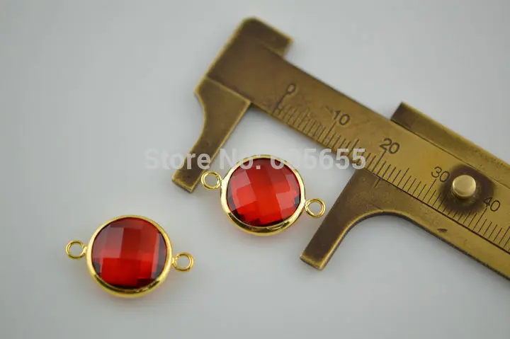 Граненые красные стеклянные бусины в виде монет с двумя петлями 15 х22 мм