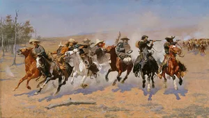 wholesale painting # American west WAR Indian natives Frederic S. Remington A Dash for the Timber print art -Free shipping