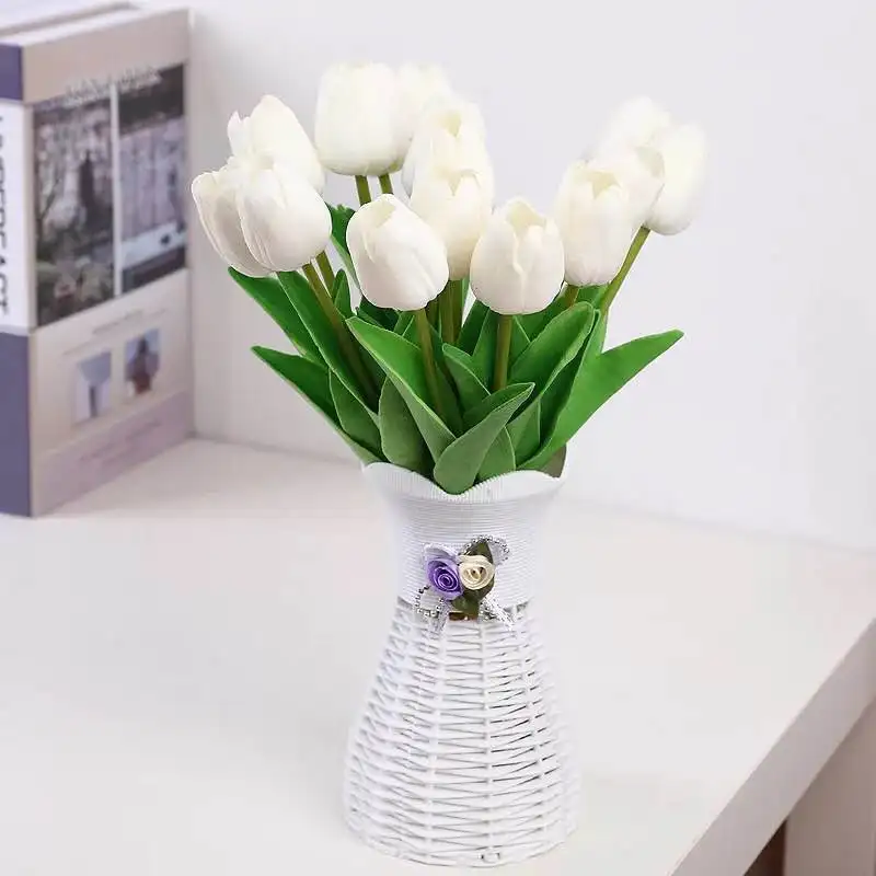 30pcs white 1 шт. PU латексные тюльпаны искусственные цветы букет настоящий тюльпан искусственный Para Decora мини для дома свадебные декорации цветок - Цвет: 30pcs white