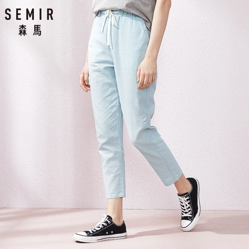 SEMIR летние новые повседневные брюки женские студенческие льняные в Корейском