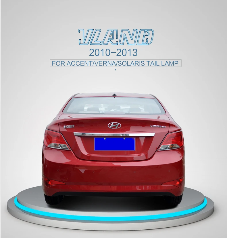 VLAND Factory для Accent Verna Solaris светодиодный задний фонарь 2010 2011 2012 2013 с подключением и воспроизведением+ один год гарантии