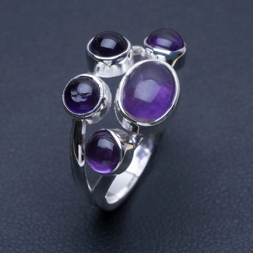 Натуральный Аметист 925 пробы Серебряное кольцо Размер США 9 Q2133 | Украшения и