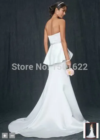 2014 free shipping Wedding Dresses vestido de noiva Floor-Length Mermaid Strapless Sleeveless Satin Beading Tank | Свадьбы и