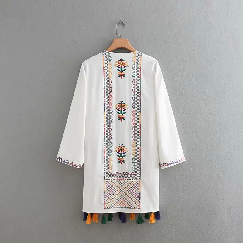 2018 женские пальто Boho Этническая рами высокое качество вышивка кисточкой с