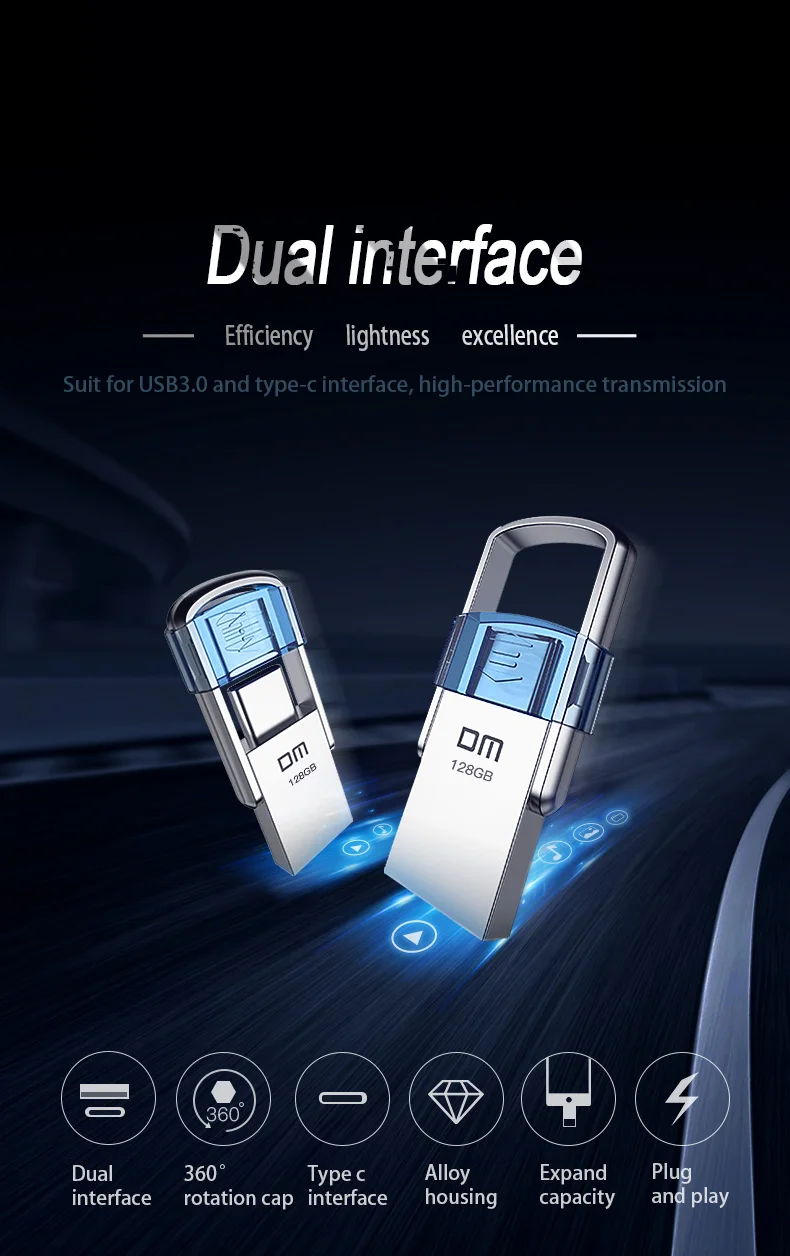 DM type-C USB C флеш-накопитель USB 3,0 128 ГБ флеш-накопитель смартфон память 64 ГБ 32 ГБ 16 ГБ мини USB накопитель USB-C 3,1 двойной разъем