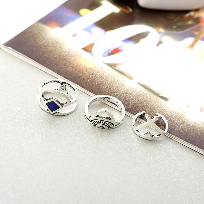 Fashion Arrow Triangle Color Stones bijuterii 8 pic/sit tiny rings sortijas ajustables ring Beach Summer Woman's Jewelry | Украшения и