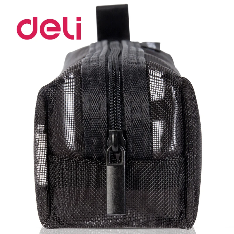 Deli 1 шт. прозрачная сумка для карандашей черная газовая большая емкость студентов