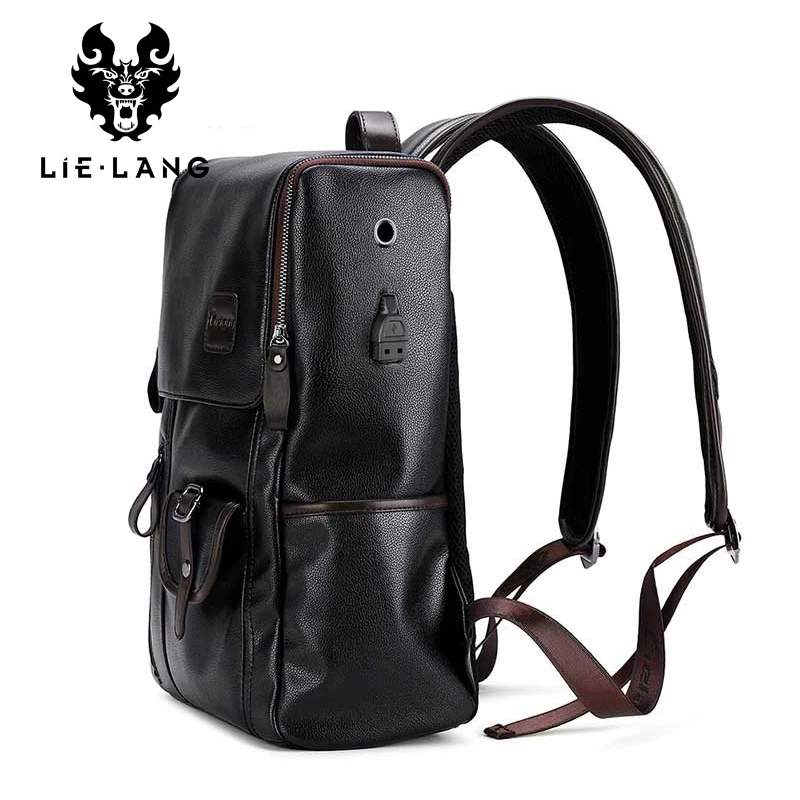 LIELANG, брендовый мужской рюкзак, внешний, USB, зарядка, противоугонная, школьная сумка из искусственной кожи, дорожная сумка, повседневный рюкзак, 15 дюймов, рюкзак для ноутбука