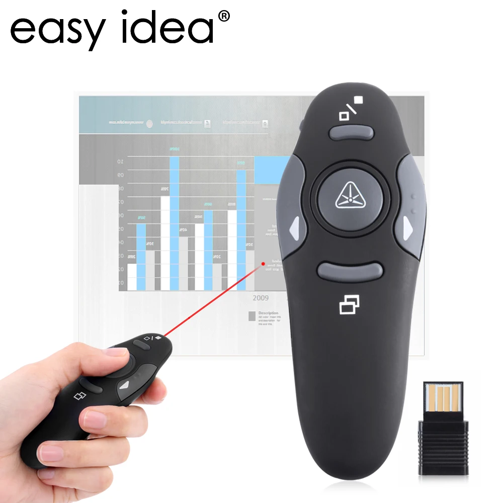 EASYIDEA Wireless Red Laser Pointer High Quality USB RF Remote Control PPT Powerpoint Presentation Pen 2.4Ghz For Work |