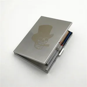 Чехол для сигарет Alalinong с черепом из нержавеющей стали, ультратонкий металлический универсальный чехол для сигарет