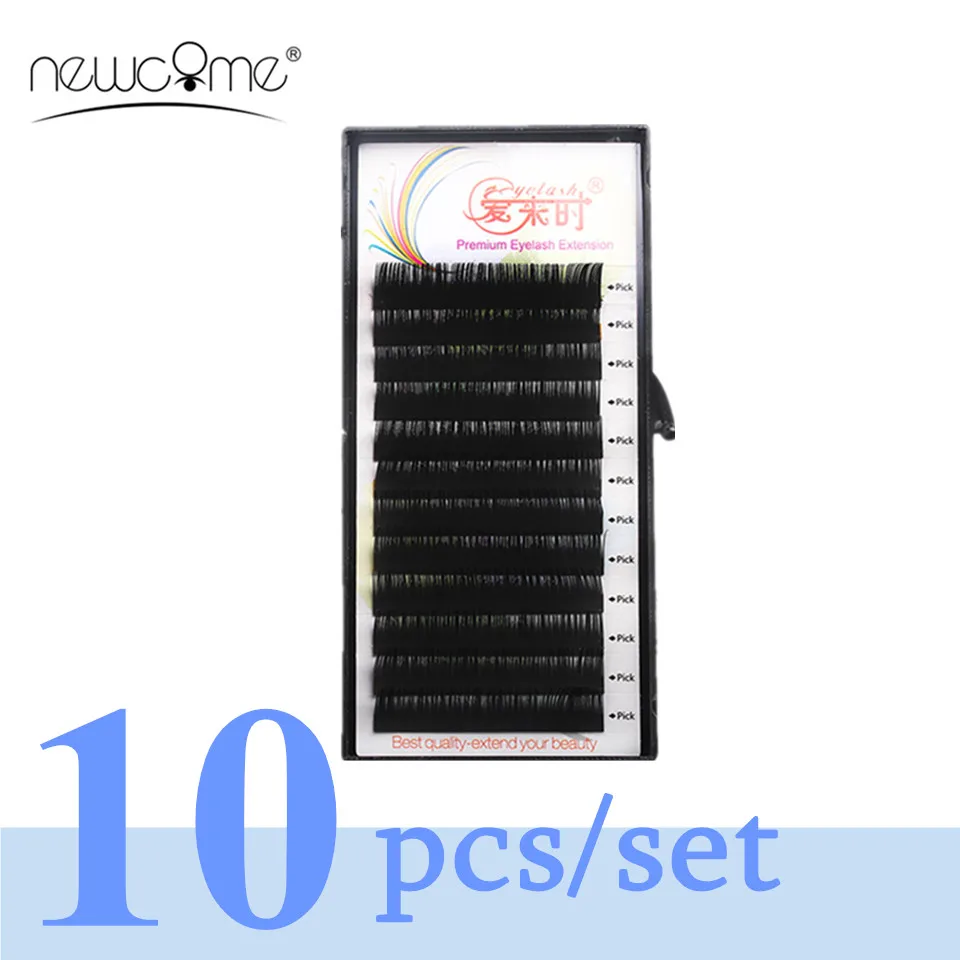 

Newcome 10 Trays 3D Volume Eyelash Extension Soft Natural False Silk Korea Eyelash Extensions Individual Synthetic Eyelashes
