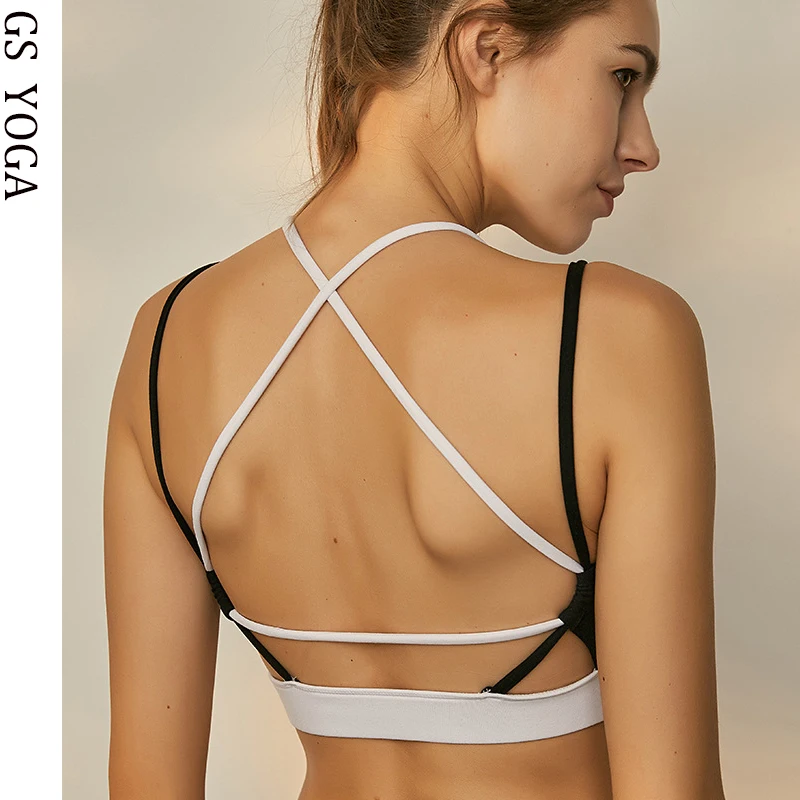 

Sexy Sports Bra Women's Contrast Mosaic Cross Sports Fitness Bra Yoga top Gym Runing clothes woman Underwear