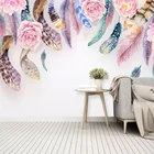 Фотообои на заказ, современные, ручная роспись, фрески с перьями, модные, в скандинавском стиле, для гостиной, спальни, фоновая Роспись стен 3 D