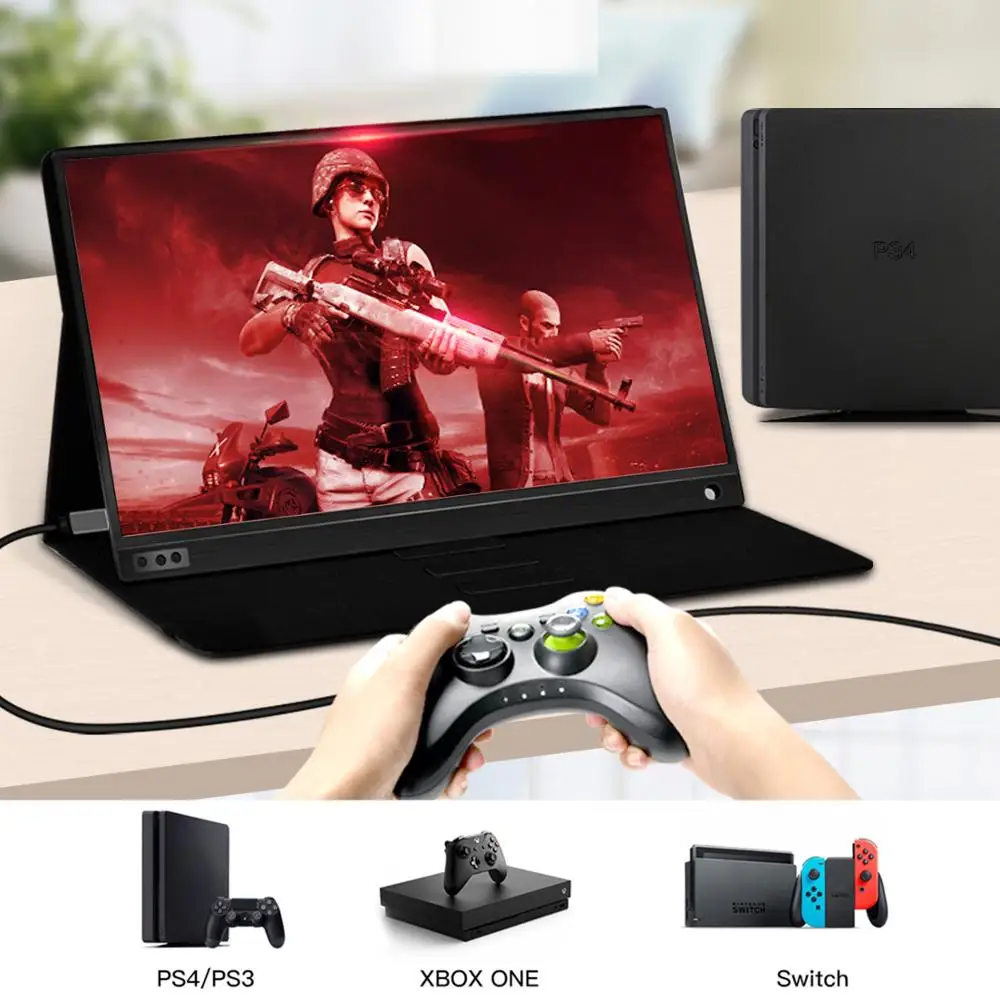 Портативный монитор 15 6 дюймов Full HD 1080 ips USB C портативный Встроенные двойные