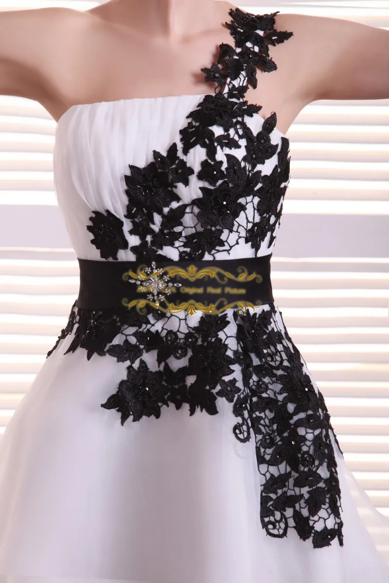 

Short Mini White Organza Prom Dress Appliqued Sleeveless A-Line Sash Celebrity Party Dress Backless One Shoulder Ruffle Vestisdo