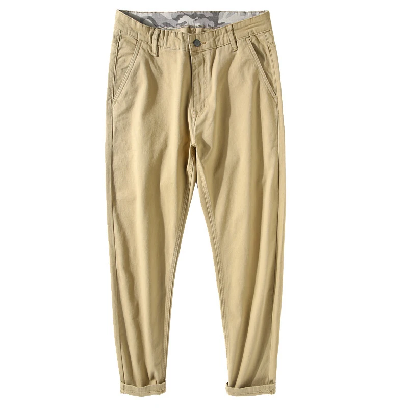 Men Casual Pants Mid Full Length Cotton Smart Flat Autumn Straight Plus Size 28-40 Solid Korean Style MCK002 | Мужская одежда