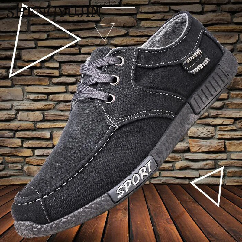 SHENGYUJIN New 2019 Canvas Men Shoes Denim Lace-Up Low help Casual Breathable Male Footwear Spring Autumn men footwear | Обувь