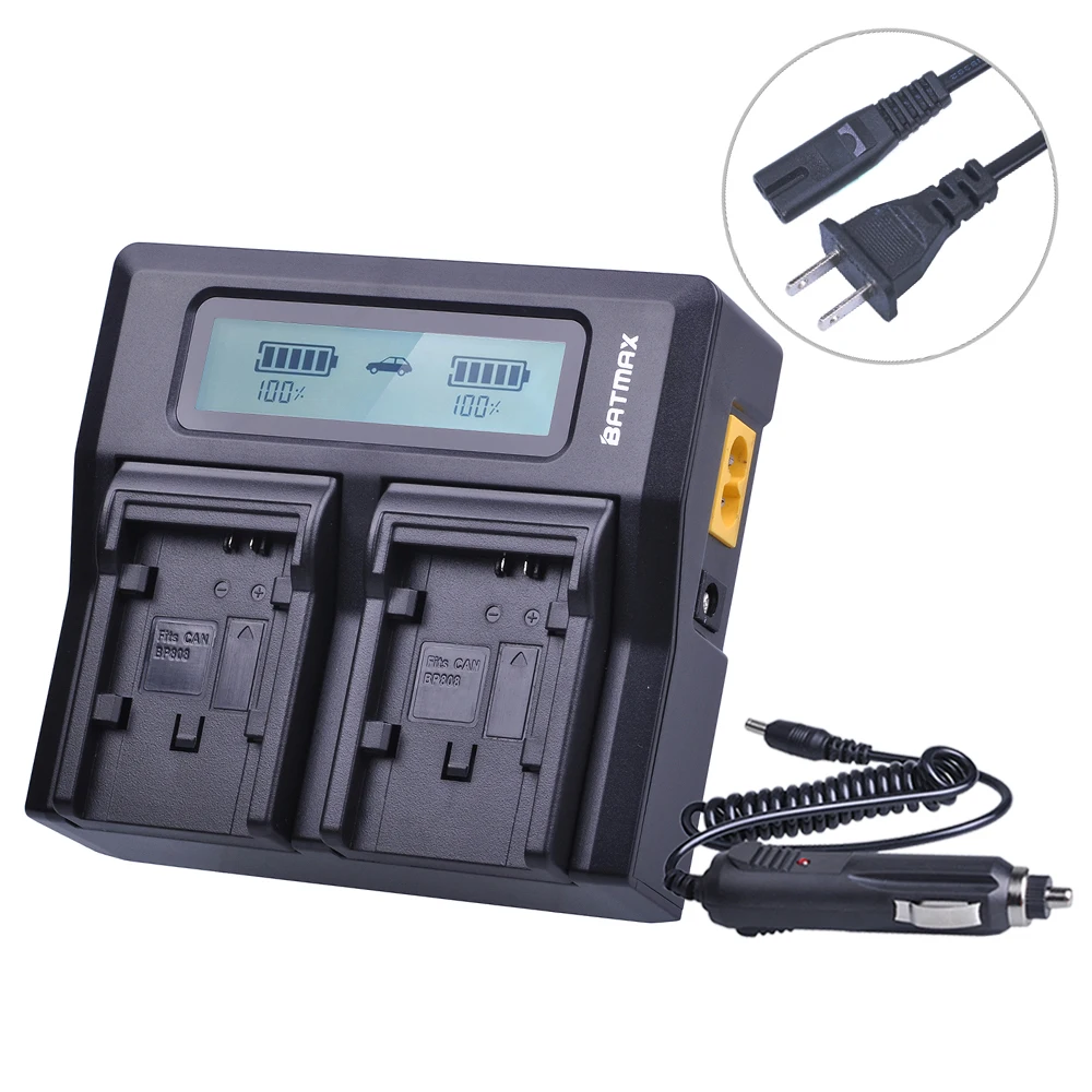 Быстрое зарядное устройство Batmax для двух аккумуляторов с ЖК дисплеем Canon HFS30 HF20 HG20