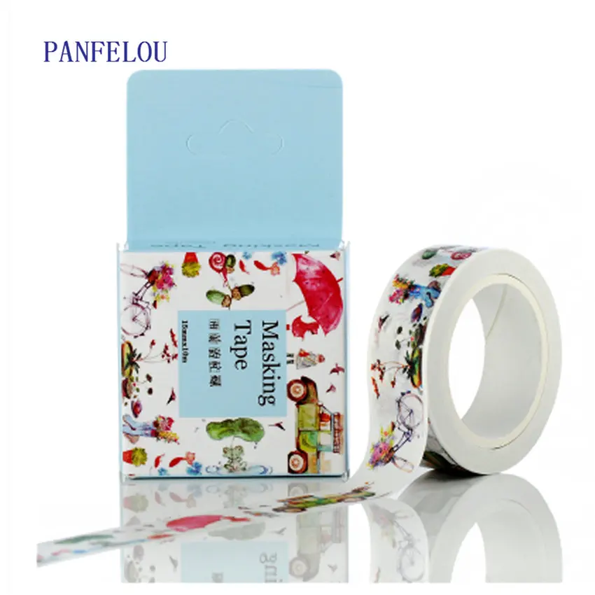 

PANFELOU 1,5 см x 10 м наклейки для дождливой кошки с мультипликационным принтом клейкая бумага для маскировки клейкая лента васи Сделай Сам Скрап...