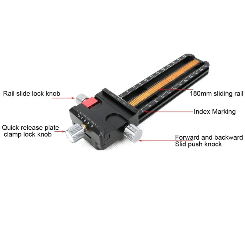 FITTEST Quick Release Plate Tripod 180mm Precision Aluminium 2-way Macro Rail Slider Head Holder |