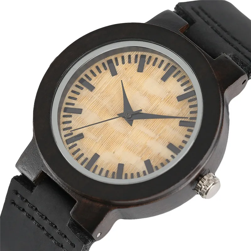 

Women's Watches Fashion Bamboo Quartz Minimalist Wrist Watch Casual Modern Nature Wood Analog Trendy Genuine Leather Band Clock