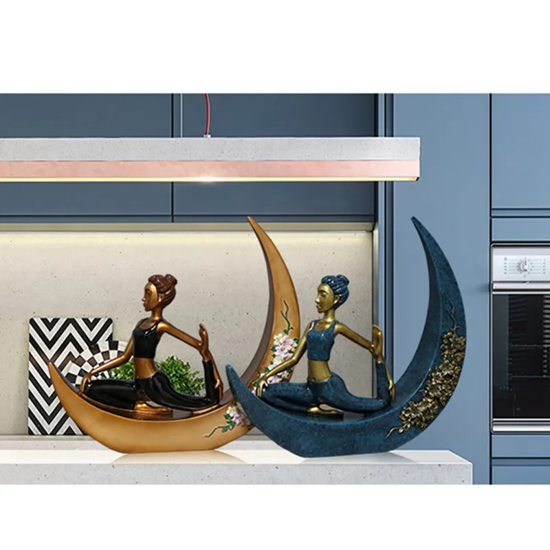 

European Style Simulation Resin Yoga Beauty Sculpture Decoration Creative Yoga Shop Front Desk Desktop Ornaments Figurines X1989