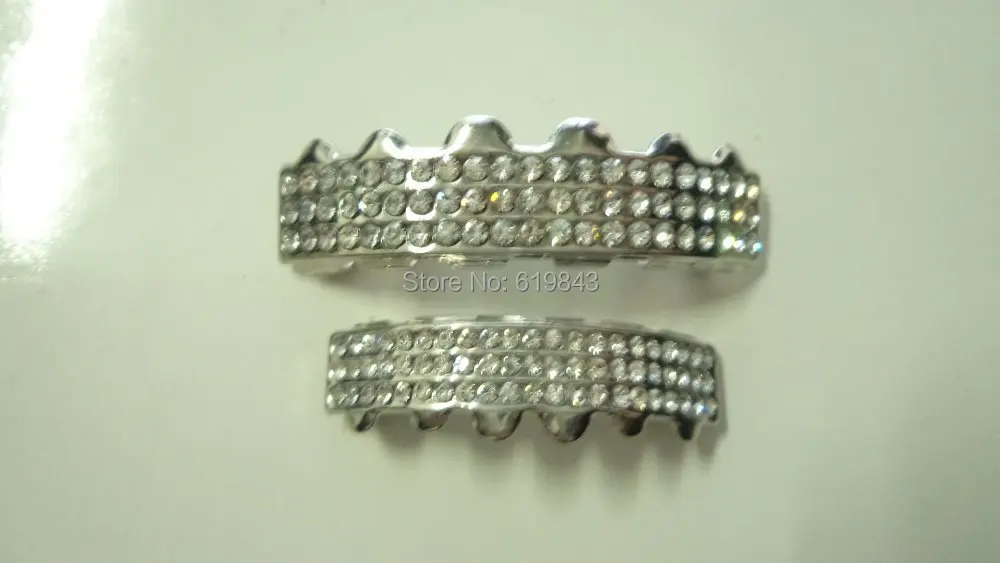 Настоящий блестящий! Хип хоп ЗУБЫ GRILLZ с покрытием из настоящего золота комплект