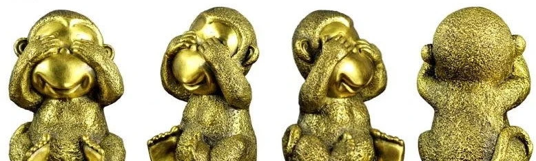 Chinese Copper Brass Folk Feng Shui Art Lucky Zodiac Four Monkey Statue Set | Дом и сад