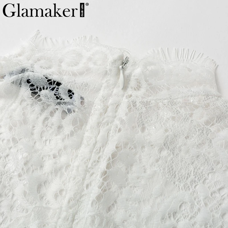 Glamaker белый кружевной прозрачный сексуальный комбинезон женский пояс без рукавов Элегантный длинный комбинезон праздничные вечерние комбинезон боди на работу