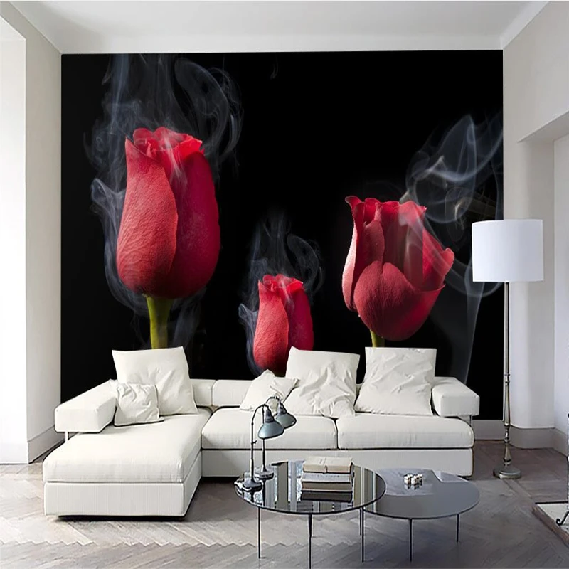 3 D настенные росписи наклейки романтические дымчатые красные розы ТВ фон