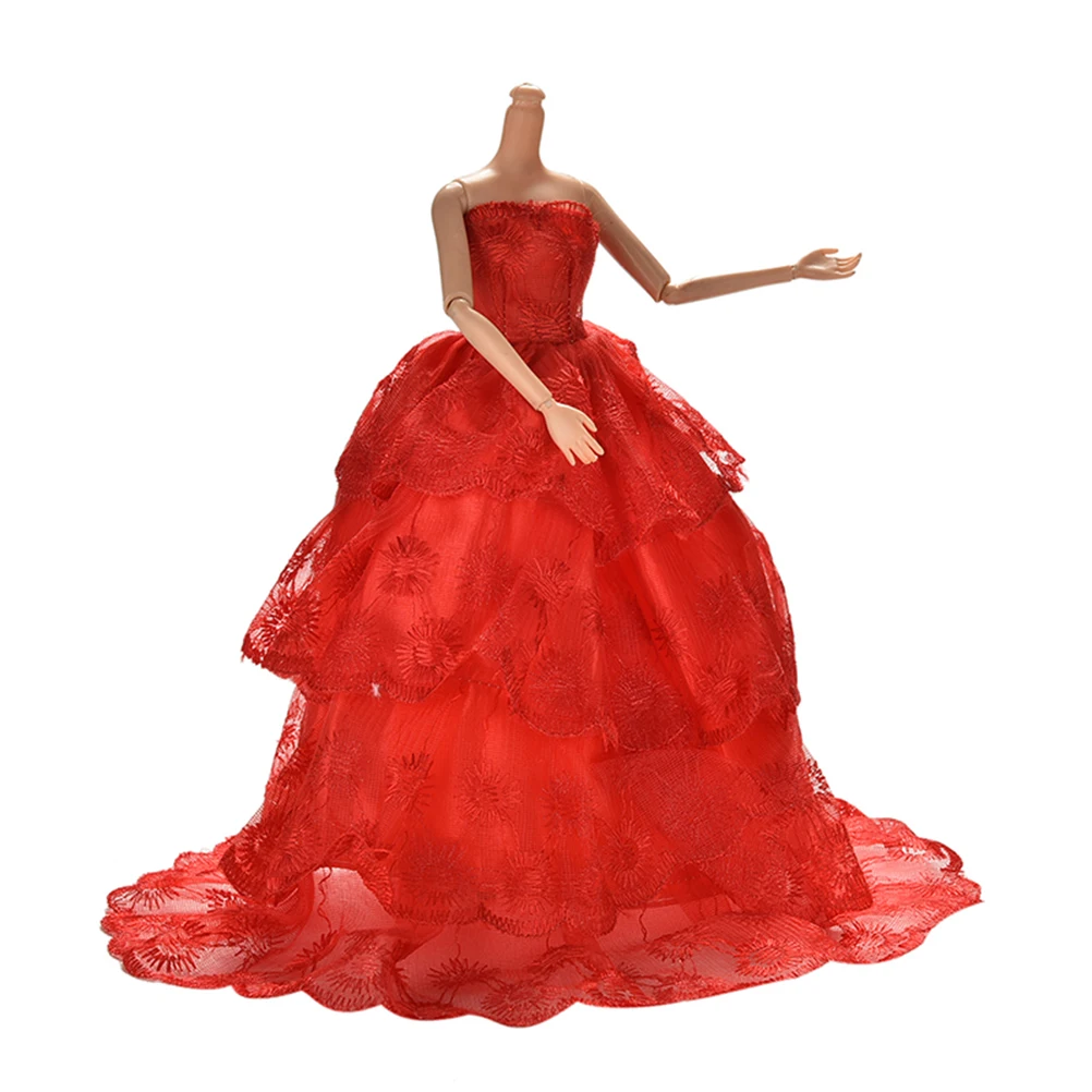 1 шт./лот Свадебное платье ручной работы красного цвета Одежда для куклы Наряд
