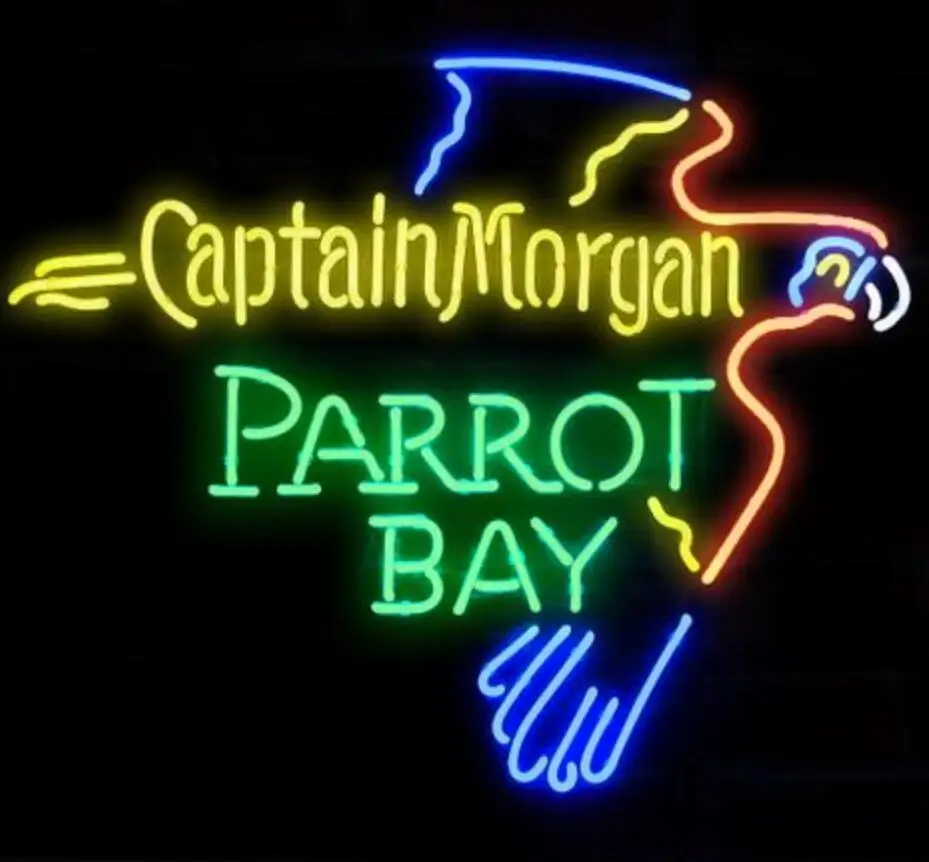 

CAPTAIN PARROT BAY Glass Neon Light Sign Beer Bar