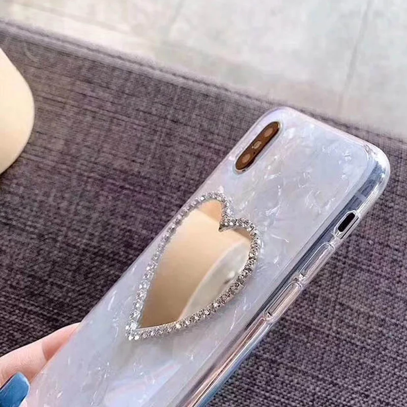 Роскошный зеркальный чехол для телефона с сердцем iphone XR XS MAX мягкий силиконовый TP