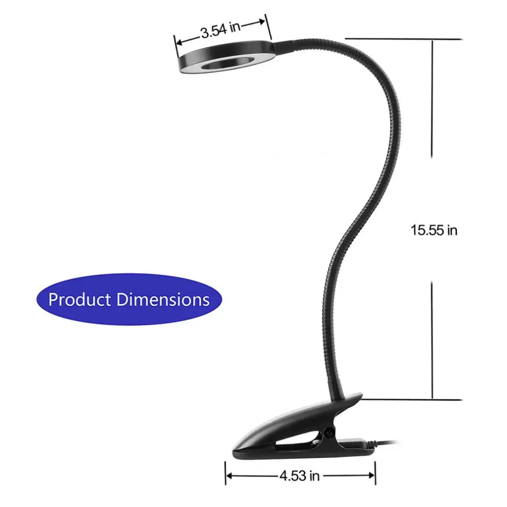 60 LED Desk Light Lamp Clip on Table Reading Computer PC Smart Touch Dimmable 360 Adjustment for Bedroom Office | Лампы и освещение