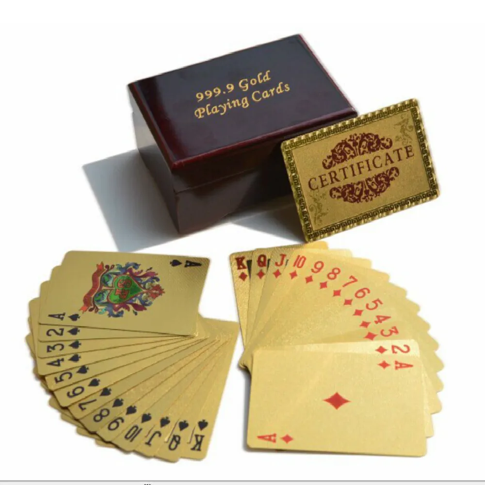 

Foreign trade new high-grade gold poker poker box black brown wooden box